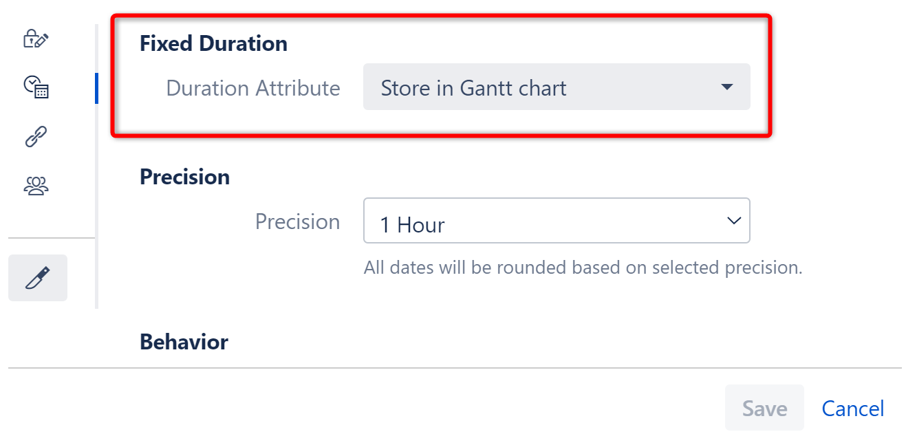 Fixed Duration in Gantt Configuration