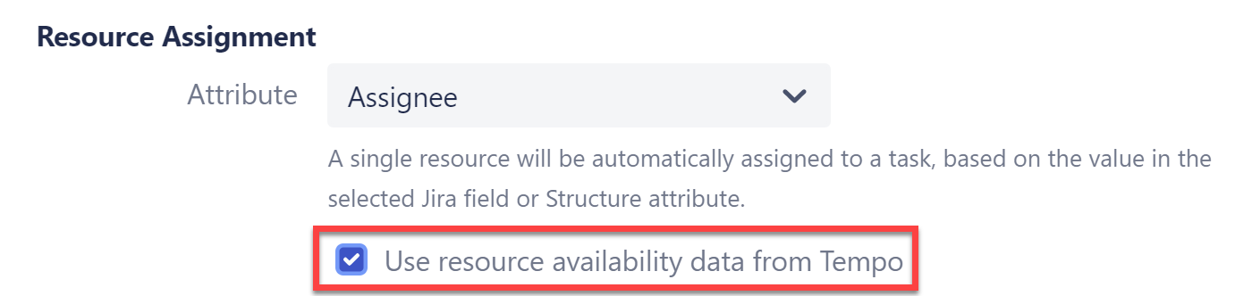 Use resource availability from Tempo option selected