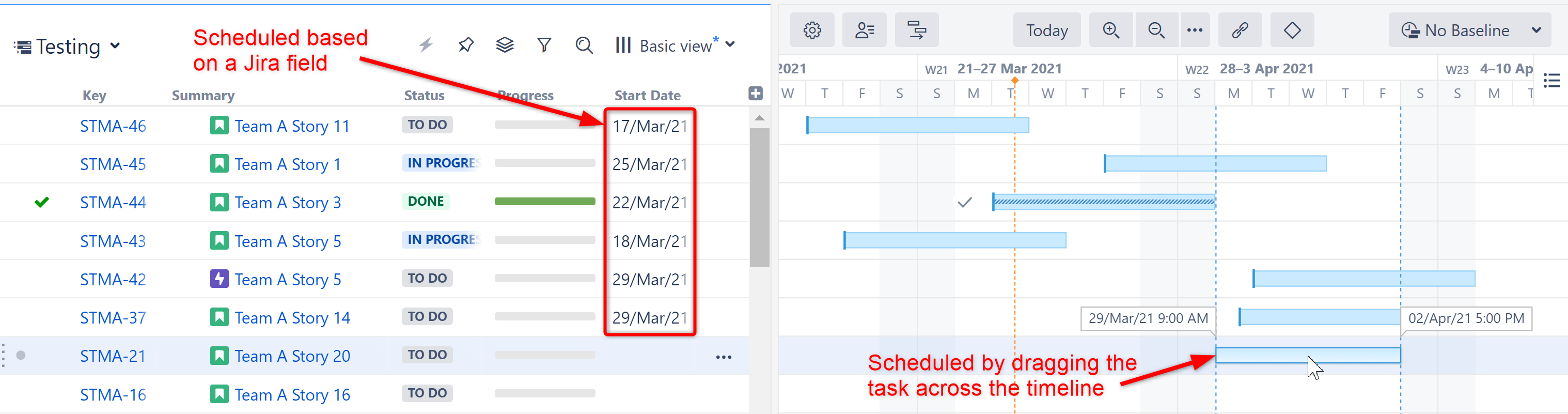 Manually scheduled tasks