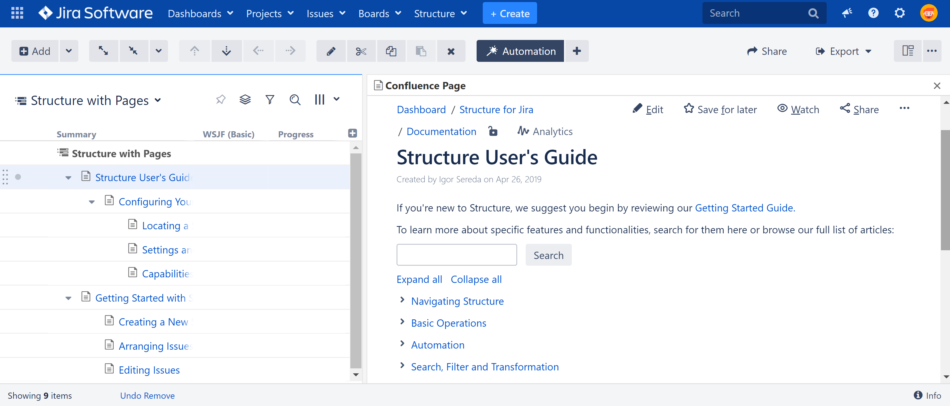 Viewing and Editing Confluence Pages in Structure