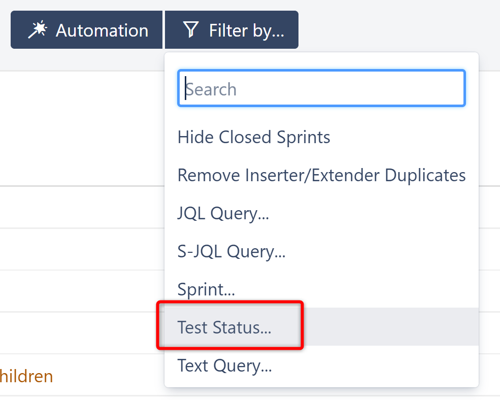 Add a Test Status filter generator