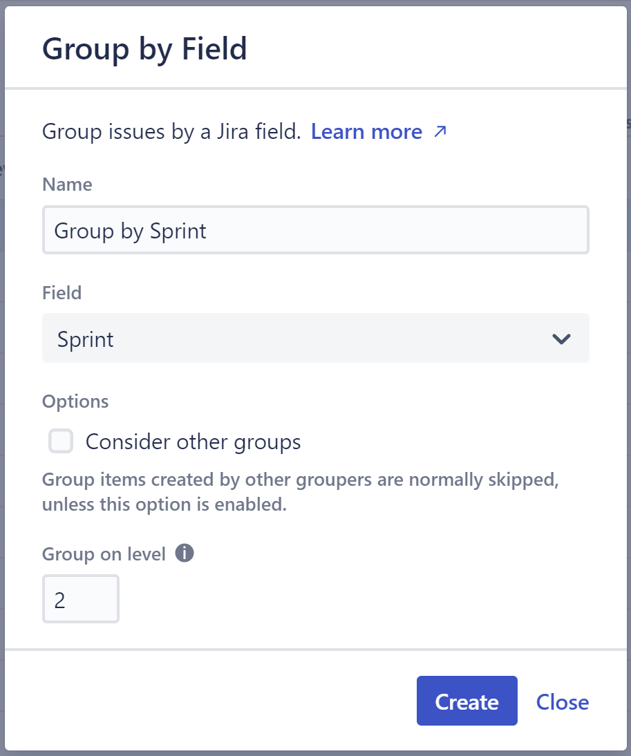 Quick Group configuration screen
