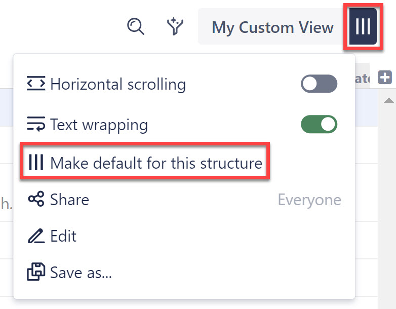 Make a view the default view for the structure