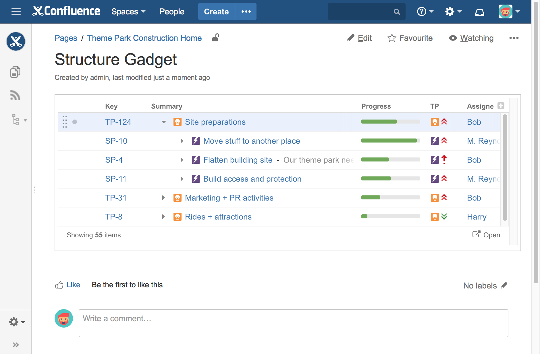 Confluence Gadget - Structure for Jira - ALM Works Knowledge Base