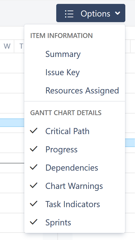 Gantt Chart Display Options