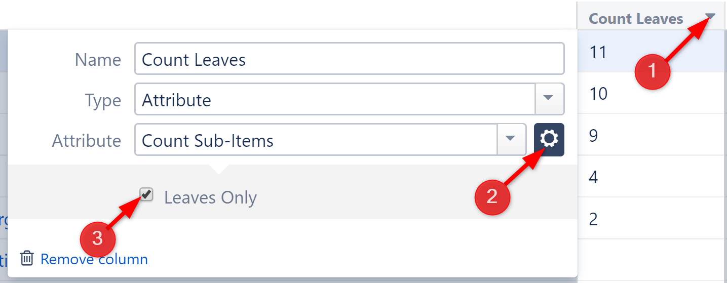 Count Sub-Items column option for Leaves Only